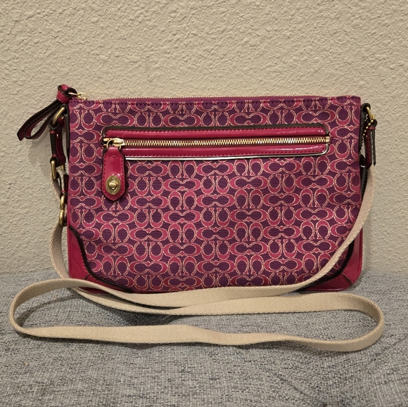Coach Poppy Signature Metallic East West Swingpack Crossbody Bag in Pink - Picture 3 of 12